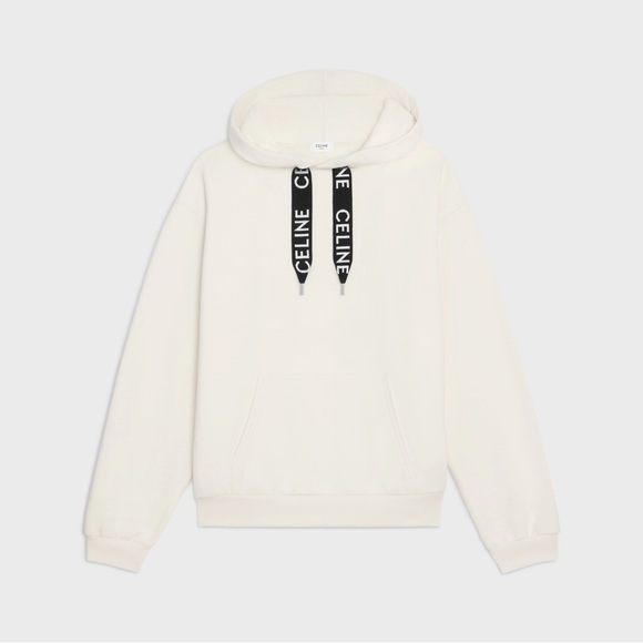 Celine White Cotton Fleece Loose Hoodie - Picture 1 of 6